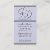 Carte De Visite Avocat MarbleStripe élégant PlatinumPaper de (Dos)