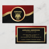 Carte De Visite Avocat Maroon Red Gold de l'échelle de justice Pro (Devant / Derrière)