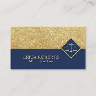 Carte De Visite Avocat Modern Marine & Gold Parties scintillant Pr