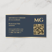 Carte De Visite Avocat moderne Charcoal Blue Noir Faux Gold (Dos)