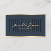 Carte De Visite Avocat moderne Charcoal Blue Noir Faux Gold (Devant)