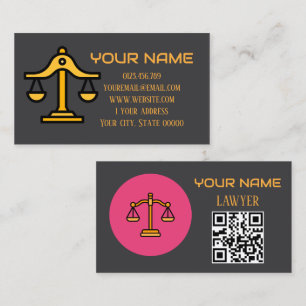 Carte De Visite Avocat moderne Code QR Balance de la justice