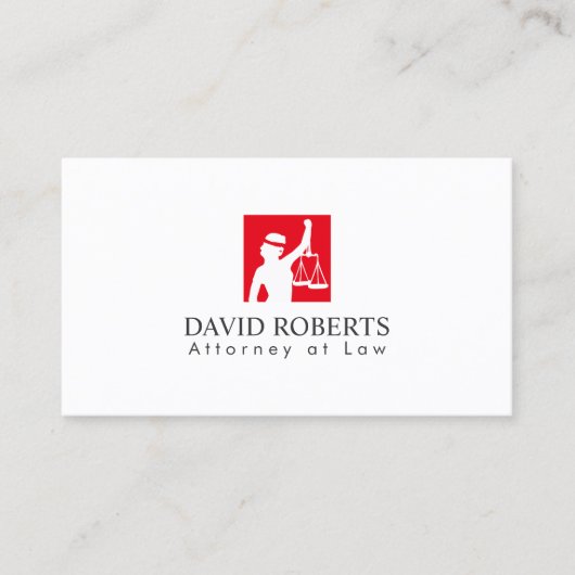 Carte De Visite Avocat moderne Red Lady Justice Logo Procureur (Devant)