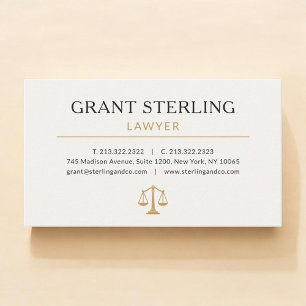 Carte De Visite Avocat Neutre Beige Or
