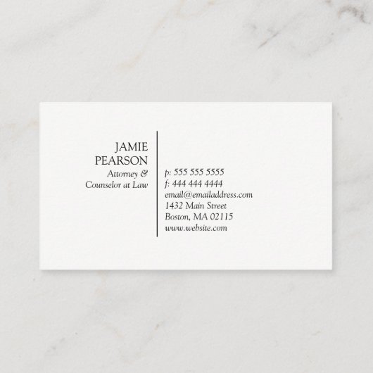 Carte De Visite Avocat noir & blanc Gavel (Dos)