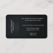 Carte De Visite Avocat noir et argenté élégant (Dos)