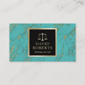 Carte De Visite Avocat Procureur à Law tendance Turquoise & Gold (Devant)