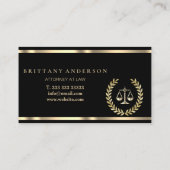 Carte De Visite Avocat professionnel à l'échelle Black & Gold de L (Dos)