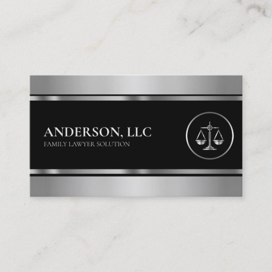 Carte De Visite Avocat professionnel à l'échelle de Law Black & Si (Devant)