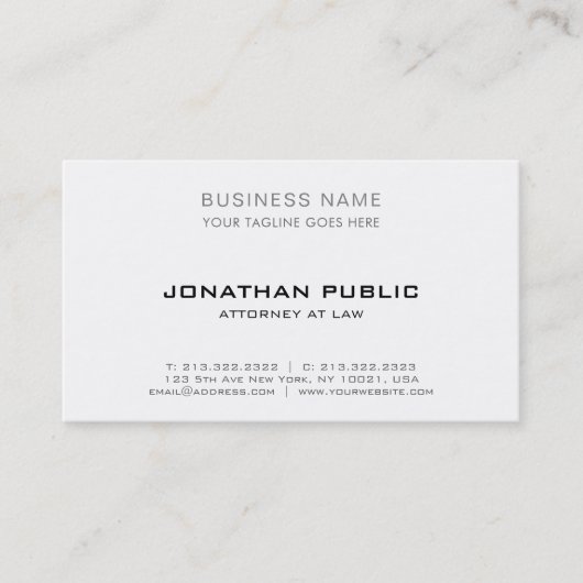 Carte De Visite avocat professionnel avocat moderne élégant simple (Devant)