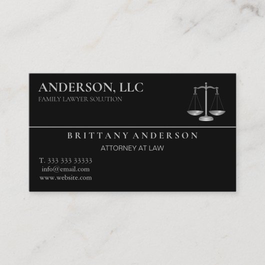 Carte De Visite Avocat professionnel de droit à échelle noire (Devant)