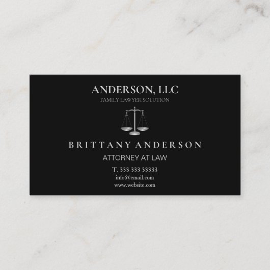 Carte De Visite Avocat professionnel de droit à échelle noire (Devant)