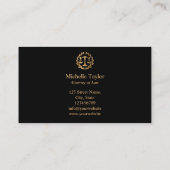 Carte De Visite Avocat professionnel de l'or au bureau du droit (Dos)