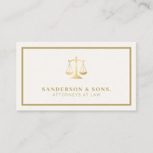 Carte De Visite Avocat professionnel élégant or crème