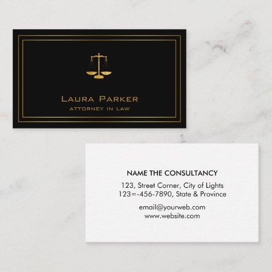 Carte De Visite Avocat Professionnel En Droit Classic Or Échelle (Devant / Derrière)
