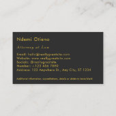 Carte De Visite Avocat professionnel Faux Gold & Black (Dos)