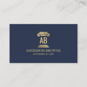Carte De Visite Avocat professionnel Monogram Gold/Navy Blue (Devant)
