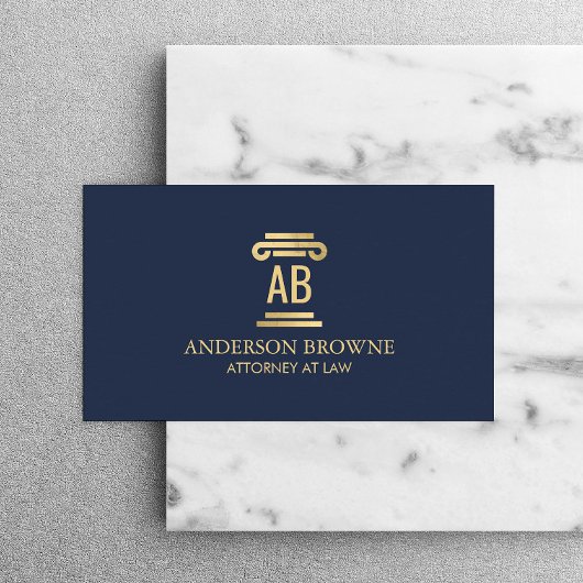 Carte De Visite Avocat professionnel Monogram Gold/Navy Blue