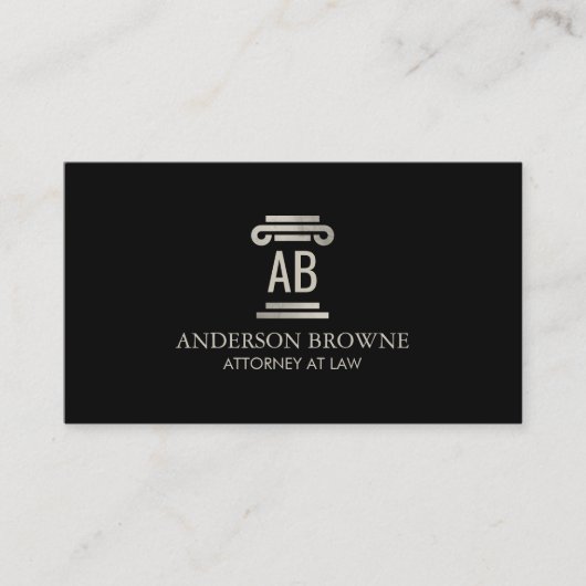 Carte De Visite Avocat professionnel monogramme gris/noir (Devant)