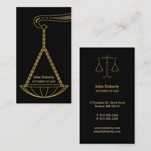 Carte De Visite Avocat professionnel | Or (Devant / Derrière)