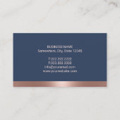 Carte De Visite Avocat Rose Gold Justice Scale Avocat Navy Blue (Dos)