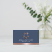 Carte De Visite Avocat Rose Gold Justice Scale Avocat Navy Blue (Debout devant)