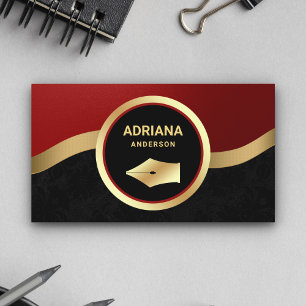 Carte De Visite Avocat Rouge Grenat Stylo Plume Or Notaire
