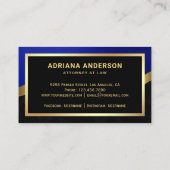 Carte De Visite Avocat Royal Blue Procureur Gold Pen Nib Notaire (Dos)