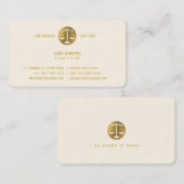 Carte De Visite Avocat | Scales d'or de la justice (Devant / Derrière)