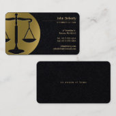 Carte De Visite Avocat | Scales noires d'or de la justice (Devant / Derrière)