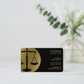 Carte De Visite Avocat | Scales noires d'or de la justice (Debout devant)