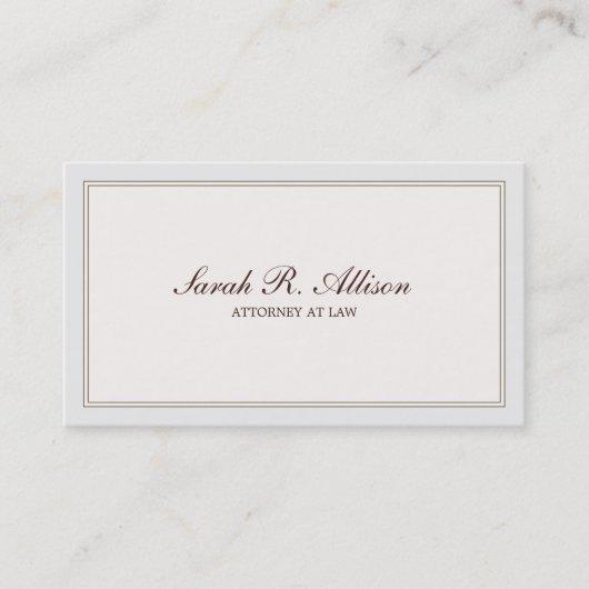 Carte De Visite Avocat simple et élégant ivoire avec frontière (Devant)