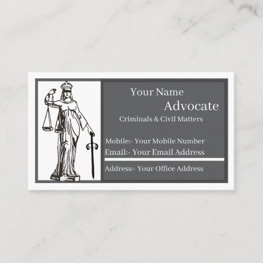 Carte de visite Avocat Standard, 3,5" x 2,0" (Devant)