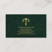 Carte De Visite Avocat Texture en Marbre Vert Exquis (Dos)