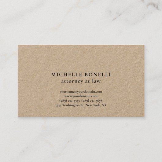 Carte De Visite Avocat unique Premium Kraft en droit simple (Devant)