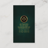 Carte De Visite Avocat vertical grunge vert simple de frontière (Dos)