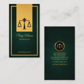 Carte De Visite Avocat vertical grunge vert simple de frontière (Devant / Derrière)