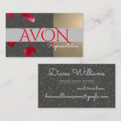 Carte De Visite Avon personnalisé Gold et Roses (Devant / Derrière)