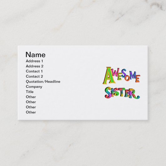 Carte De Visite Awesome Soeur T-shirts et cadeaux (Devant)