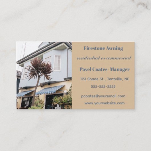 Carte De Visite Awning modifiable (Devant)