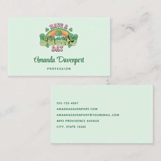 Carte De Visite Ayez une Typographie rétro de jour chanceux (Devant / Derrière)