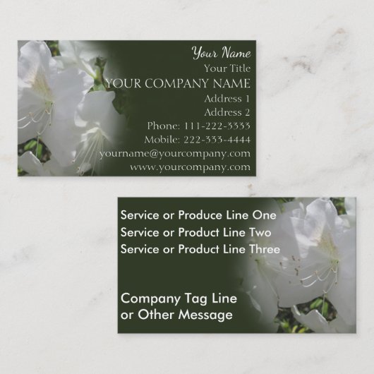 carte de visite - Azalées blanches (Devant / Derrière)