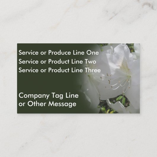 carte de visite - Azalées blanches (Dos)