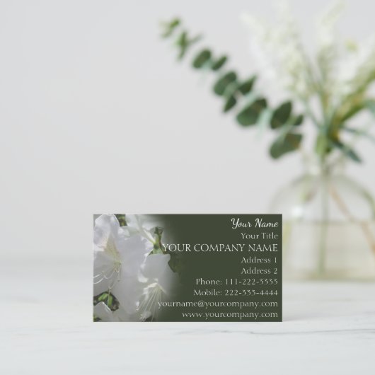 carte de visite - Azalées blanches (Debout devant)