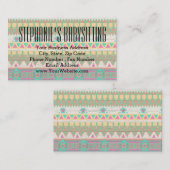 Carte De Visite Aztec Tribal Native Pastel Motif géométrique (Devant / Derrière)