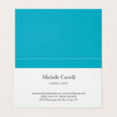 Carte De Visite Azure Blue & White Professional Unique Classic (Extérieur déplié)