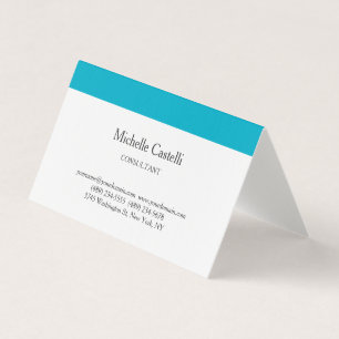 Carte De Visite Azure Blue & White Professional Unique Classic