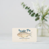 Carte De Visite Azure Fin Classic Fish Restaurant Code QR (Debout devant)