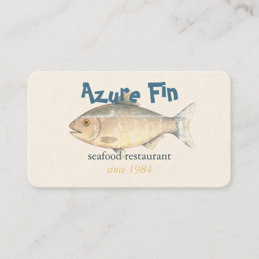 Carte De Visite Azure Fin Classic Fish Restaurant Code QR (Devant)
