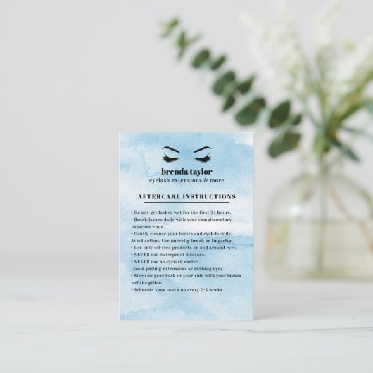 Carte De Visite Azure Glam Eyelash Browbar Instructions pour les s (Debout devant)